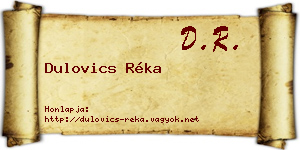 Dulovics Réka névjegykártya